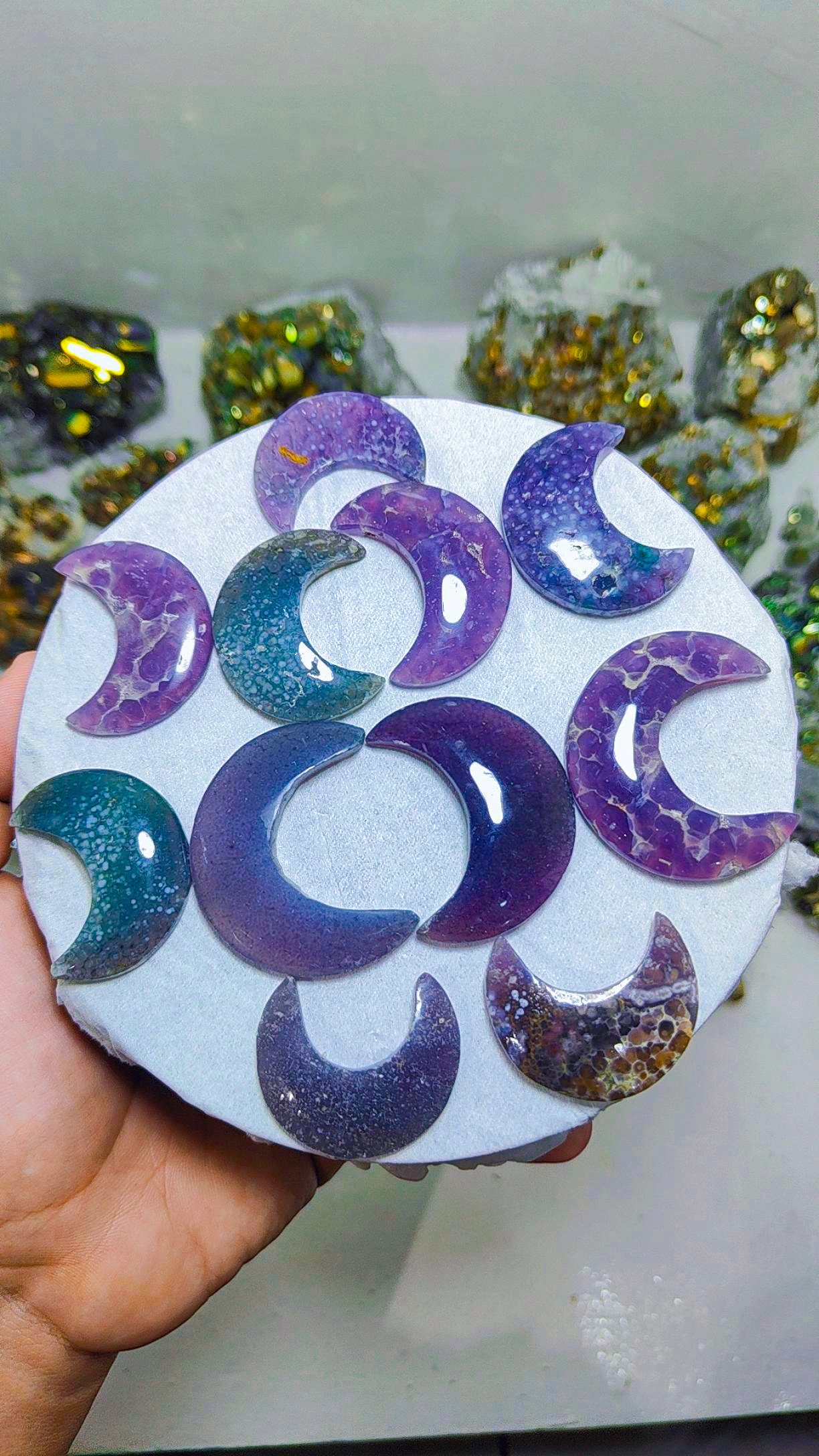 Grape agate moon shape