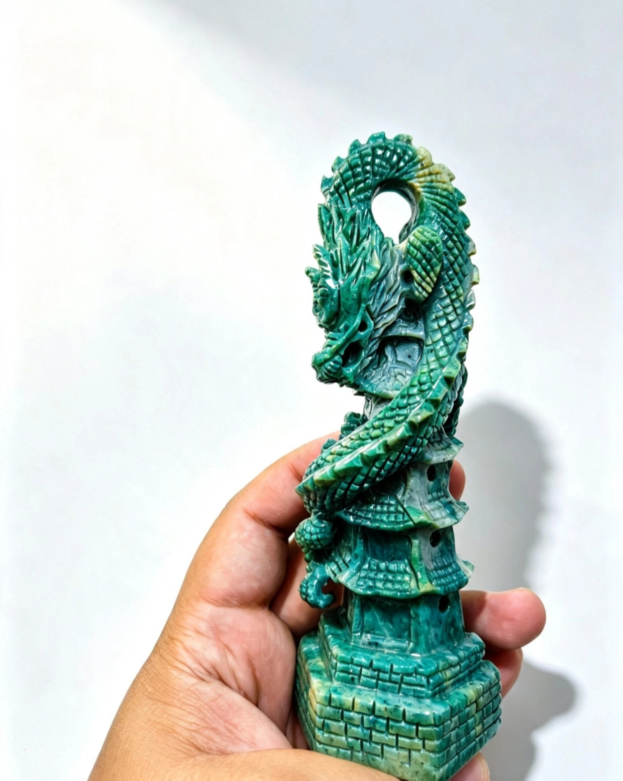 Ukiran naga green jasper hand made