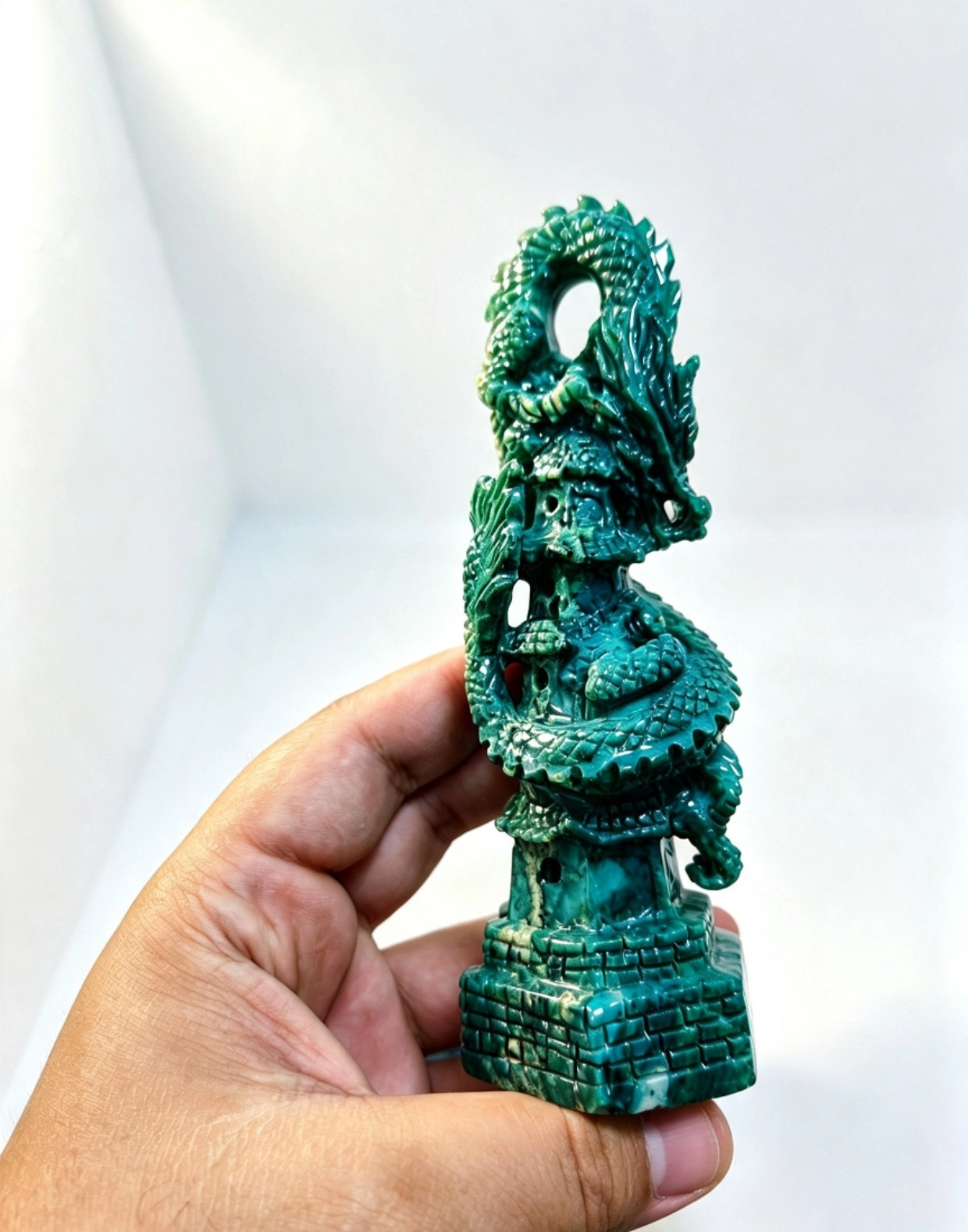 Ukiran naga green jasper hand made